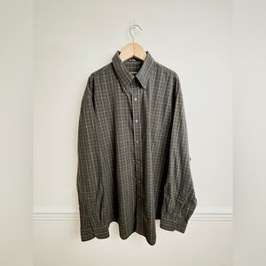 Van Heusen No Iron Long Sleeve Checkered Shirt Button Down Men’s Size L Black